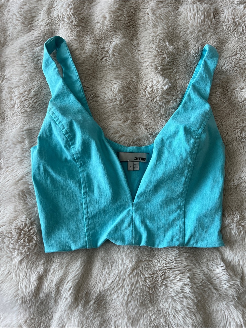 Solemio Turquoise Cropped Tank Top